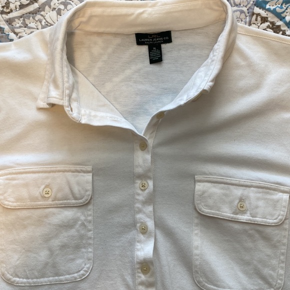 Ralph Lauren LRL Jeans Co. Long Sleeve Cream Button Top - Size XL - Picture 9 of 10
